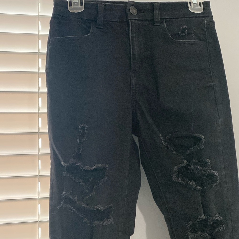 Black “destroyed” American Eagle jeggings